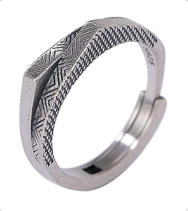 Adjustable Rings for Men Women, Unisex Mountain Ring, Vintage Hip Pop Chunky Geometric Fidget Toe Thumb Open Single Ring Gift for Men Women Boys Jewellery Gifts