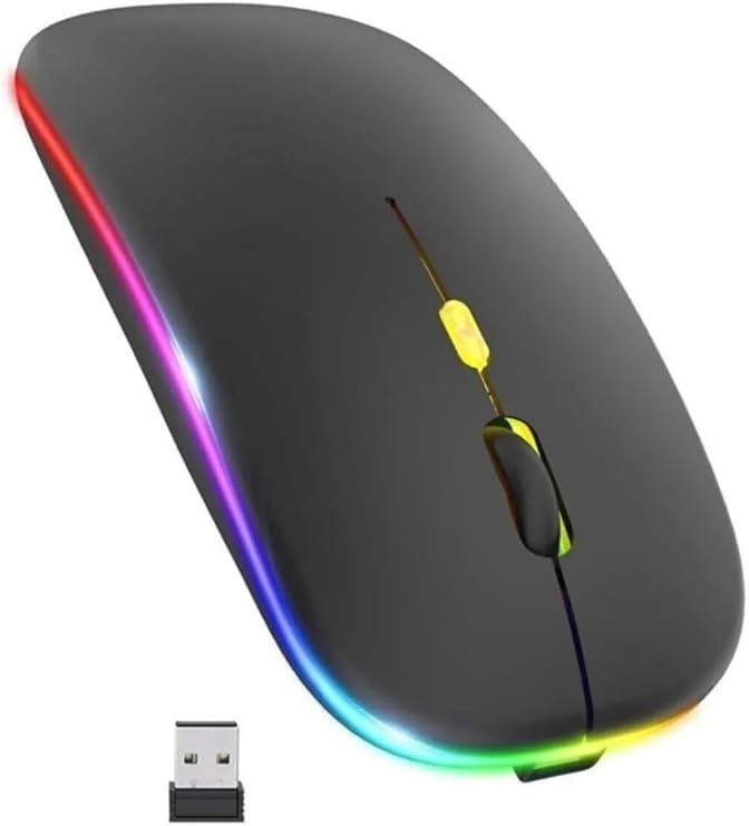 Sessiz Mouse Şarjlı Wireless + Bluetooth ve DPI Ayarlı RGB Aydınlatma Işıklı ve Işıksız Kullanımlı Kablosuz Mouse