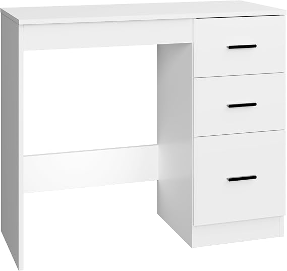Panana 3 Drawer Dressing Table, Modern Vanity Table Makeup Desk Home Office, Bedroom, Dressing Room (White)