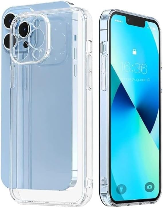 GGM GİYİM & AKSESUAR iPhone 13 Pro Max ile Uyumlu Şeffaf Silikon Şok Emici Özellikli Full Kasa Koruma Sağlayan Şeffaf Kılıf