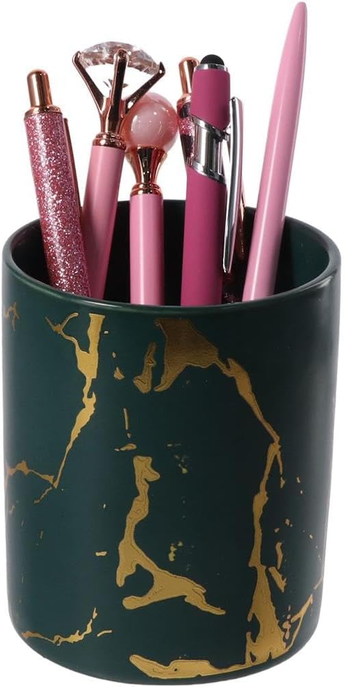 Pen Holders,Ceramic Round Desktop Organizer,Thick Pencil Cup for Office Home Supplies