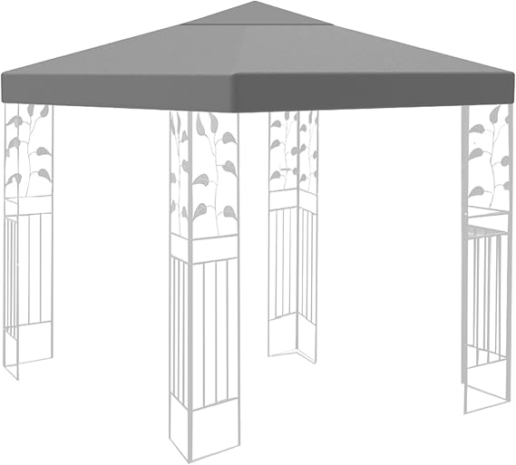 Gazebo Covers Replacement 3x3m Outdoor Garden Waterproof Canopy With 1-Tier Roof Cover Patio Replacement Tent Top (TOP ONLY) (Grey)