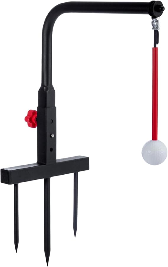 Golf Swing Trainer Adjustable Height Practice Aid with Ball Return