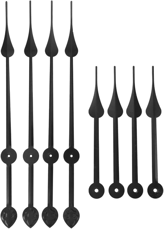 Veemoon Clock Hands Replacement Kit Precision Wall Clock Pointer Set with 4 Long and 4 Short Hands Easy Fit Diy Repair Parts for Home Decoration and Quartz Wall Projects