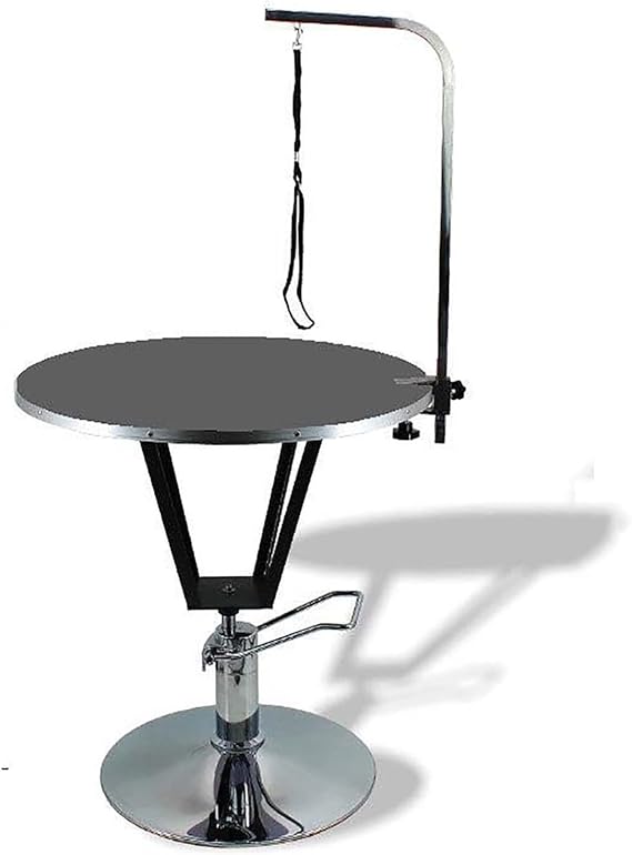 360° Rotatable Hydraulic Pet Grooming Table with Adjustable Arm & Noose, Non-Slip Trimming Table for Cats and Dogs, Pink(Black)