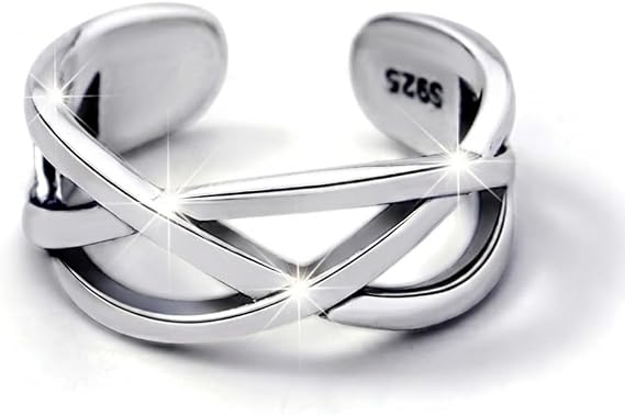 Sterling Silver Thumb Rings for Women S925 Silver Rings Cubic Zirconia Eternity Ring Minimalist Silver Ring Adjustable Open Ring for Girl