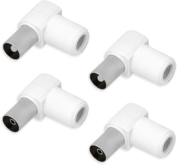 E.T TV Coaxial 2x Angled Plug 2x Angle Socket Set Antenna Plug Coupling Adapter Plug Socket Coaxial Cable