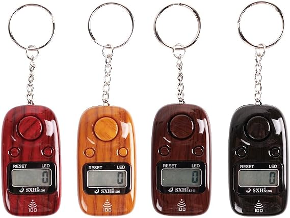 Anlising Handheld Electrical Digital Counter, 4 Pieces Portable Finger Counter, Digital Finger Counter with Led Light and Keychain, for Stress Relief, Prayer, Relaxation