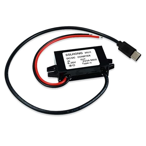 DC 12V/24V Input to DC 5V Output 3A 15W USB C Step Down Converter Back Module