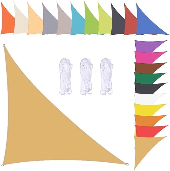 Triangle Waterproof Sun e Sail for Patio - 90% UV Protect Outdoor Canopy with Grommets & Yellow Ropet for Garden5x5x7.1m