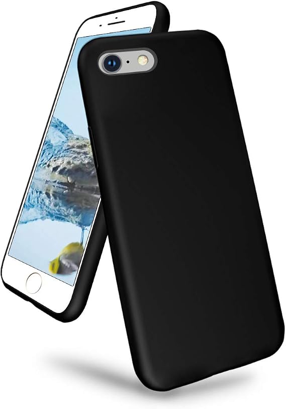 Compitable with iPhone SE2 2nd (2020)/iPhone 7/iPhone 8 Case, Slim Liquid Silicone Gel Rubber Cover with Soft Microfiber Lining, Full Body Shockproof Protective Case, Black