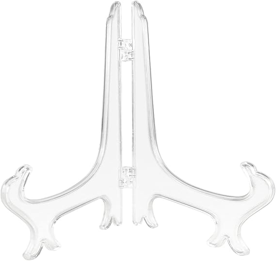 tinysiry Clear Plastic Easel Plate Display Stand,Adjustable Foldable Frame Photo Frame Bracket,Picture Frame Stand Holder,Desktop Stand Transparent S 1