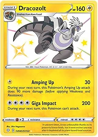 Dracozolt SV045/SV122 Shiny Rare Pokemon Card (Shining Fates) + 1x TitanCards® Toploader