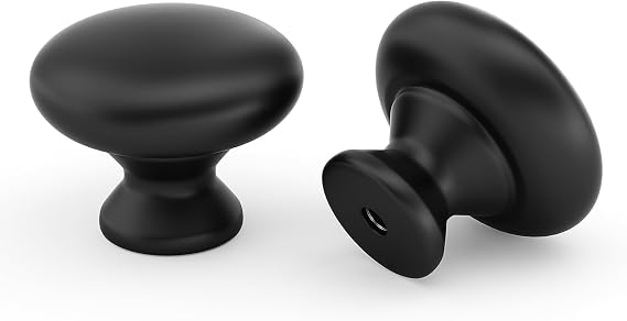 Goldenwarm 10 Pack Cabinet Knobs Black Kitchen Cupboard Door Knobs Round Black Kitchen Cupboard Handles, Single Hole Black Handles for Cabinet, Drawer, Dresser