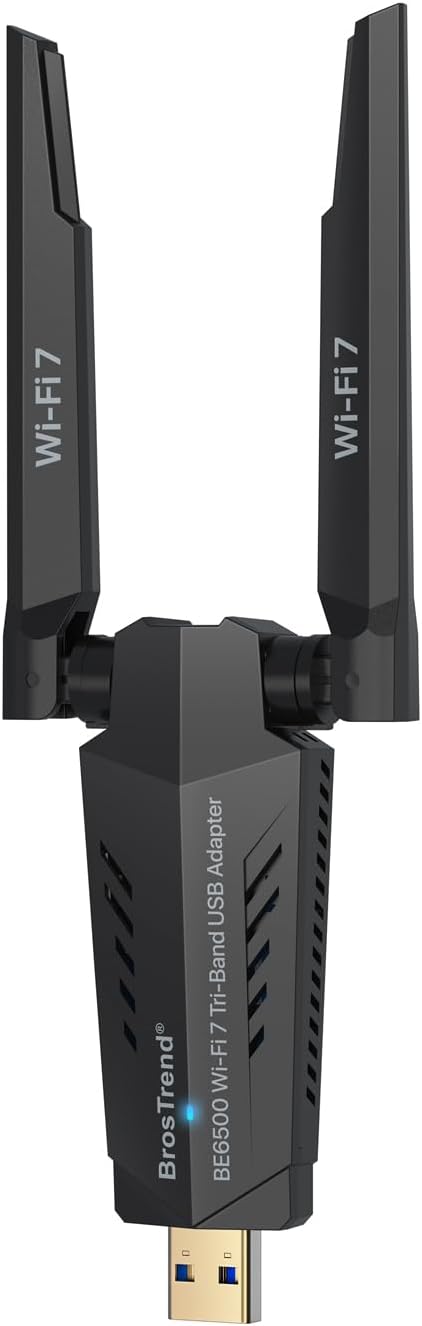 BrosTrend BE6500 WiFi 7 WiFi Dongle for PC Long Range, Tri-Band 6G/5G/2.4G