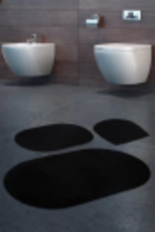 Rivora Siyah 3lü Banyo Halısı Paspası Seti, Kaymaz Tabanlı Klozet Takımı