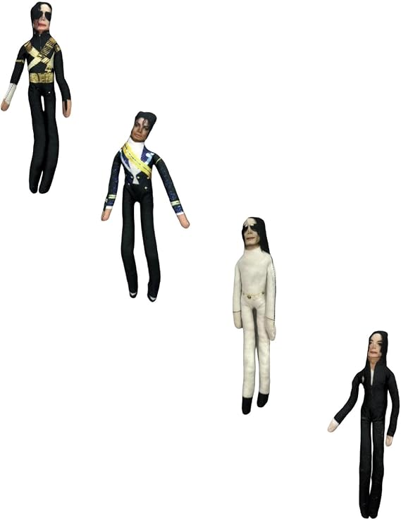 Michael Inspired Bendable Plush Toy, Posable Stuffed Doll with Internal Wire, Assorted Iconic Costume Styles, Christmas Home Display Ornament for Fans