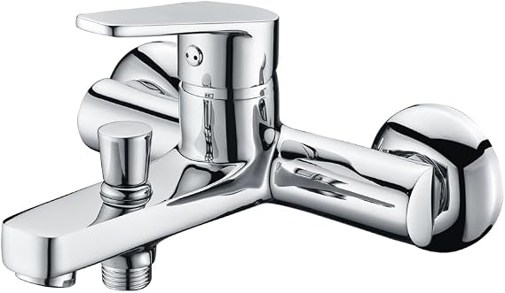 Chronium Wall Mounted Bath & Shower Mixer Tap Chrome Brass Single Lever