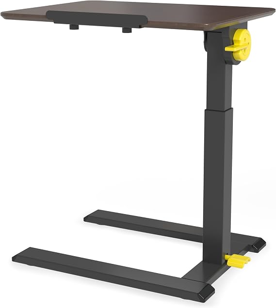 ETHU Compact Overbed Table with Tilting Tabletop 20-29.7", Brown