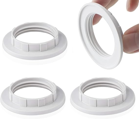 Plastic Lamp Shade Reducer Ring, E27 Light Fitting Lampshade Washer Adaptor Converter, Plastic Screw Bulbs Lamp Holder Twist Lock Socket Replacement Ring-White,4pcs