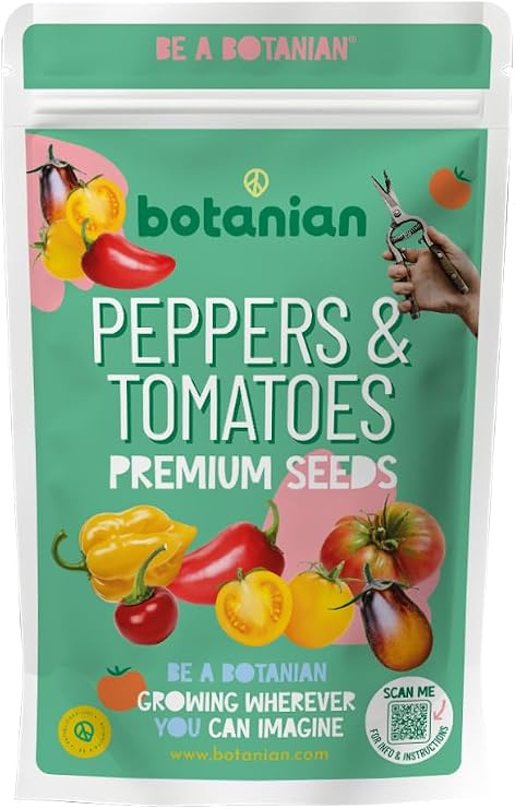 Premium Tomato & Pepper Seed Collection 6 Varieties, 150 Seeds Total, Marglobe, Yellow Vesuvio, Ciliegia, Indigo Pear Drops, Habanero Yellow & Red Cherry Heirloom Seeds for Garden Greenhouse & Patio