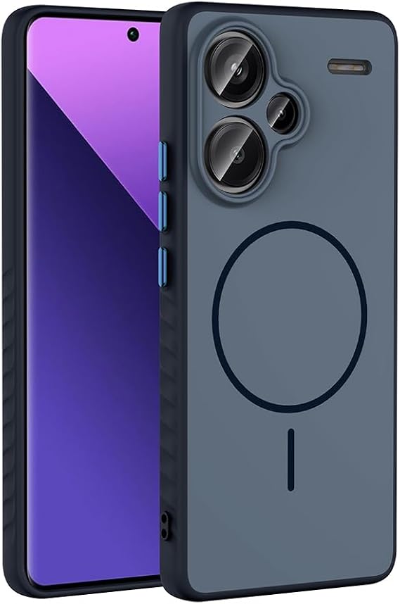 Aksesuarcim Xiaomi Redmi Note 13 Pro Plus 5G ile Uyumlu Kılıf Silikon Kamera Lens Korumalı M-Safe Şarj Özellikli Mat Renkli Kapak Tea Lacivert