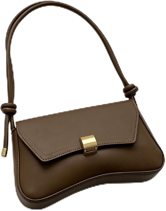 Women's Retro Shoulder Bag, Small PU Leather Handbag, Vintage Flap Crossbody Bag, Casual Underarm Purse with Metal Lock
