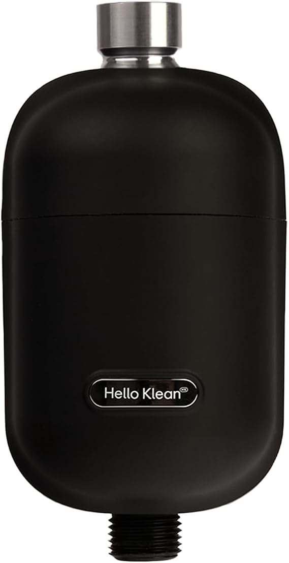 Hello Klean Shower Filter in Black - Filter Unwanted Metals, Chlorine & Impurities Found in Water - Improves Quality of Skin & Hair - Quick Easy Install for in-Line & Electric Shower