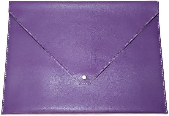 2K PU Deri A4 Dosya Klasörü Belge Tutucu Su Geçirmez Portföy Zarf Dosya Klasör Kılıf Çıtçıtlı Dosya 25,5X33,5 CM -LİLA