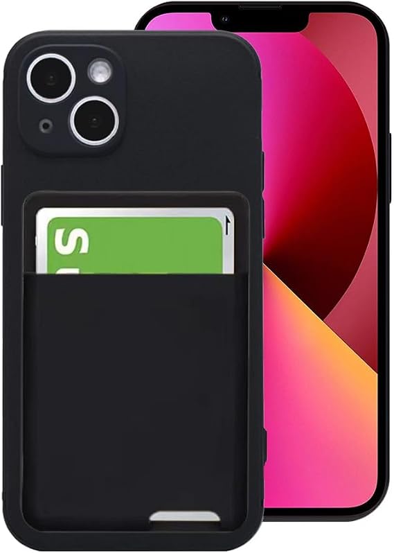 iPhone 13 Case, Back Storage, Shockproof, Card Storage, Thin, Lightweight, TPU, Cover, Strap Hole, Yellowing Prevention, Fingerprint Prevention, Form 13 Case Black