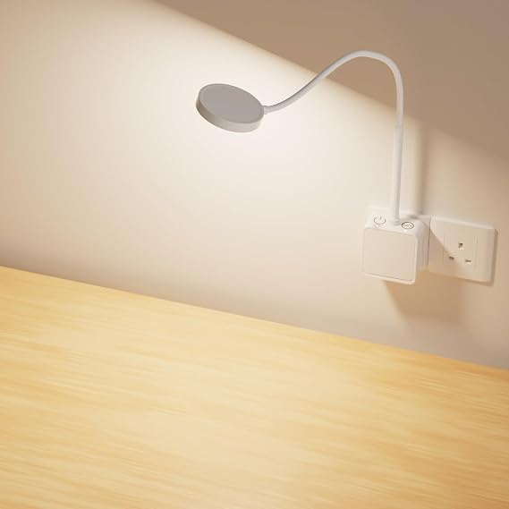 Plug in LED Wall Mounted Reading Light, Flexible Dimmable White Wall Sconce Light with Power Plug for Books in Bed, Two Touch Switches, 3 Lighting Color Modes, 110° Wide Lighting Angle [Energy Class F]