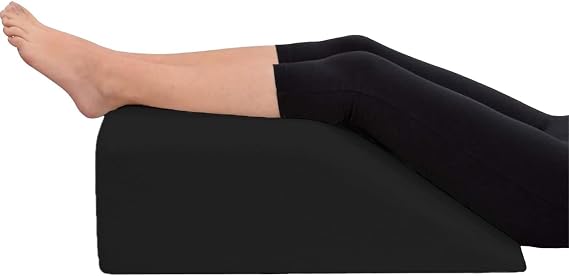 Leg Elevation Pillow, Wedge Pillow for Legs, Leg Rest Support, For Post Surgery Bed Rest, Reduce Back Pain, Hip Pain & Knee Pain, Breathable & Washable, (Black)
