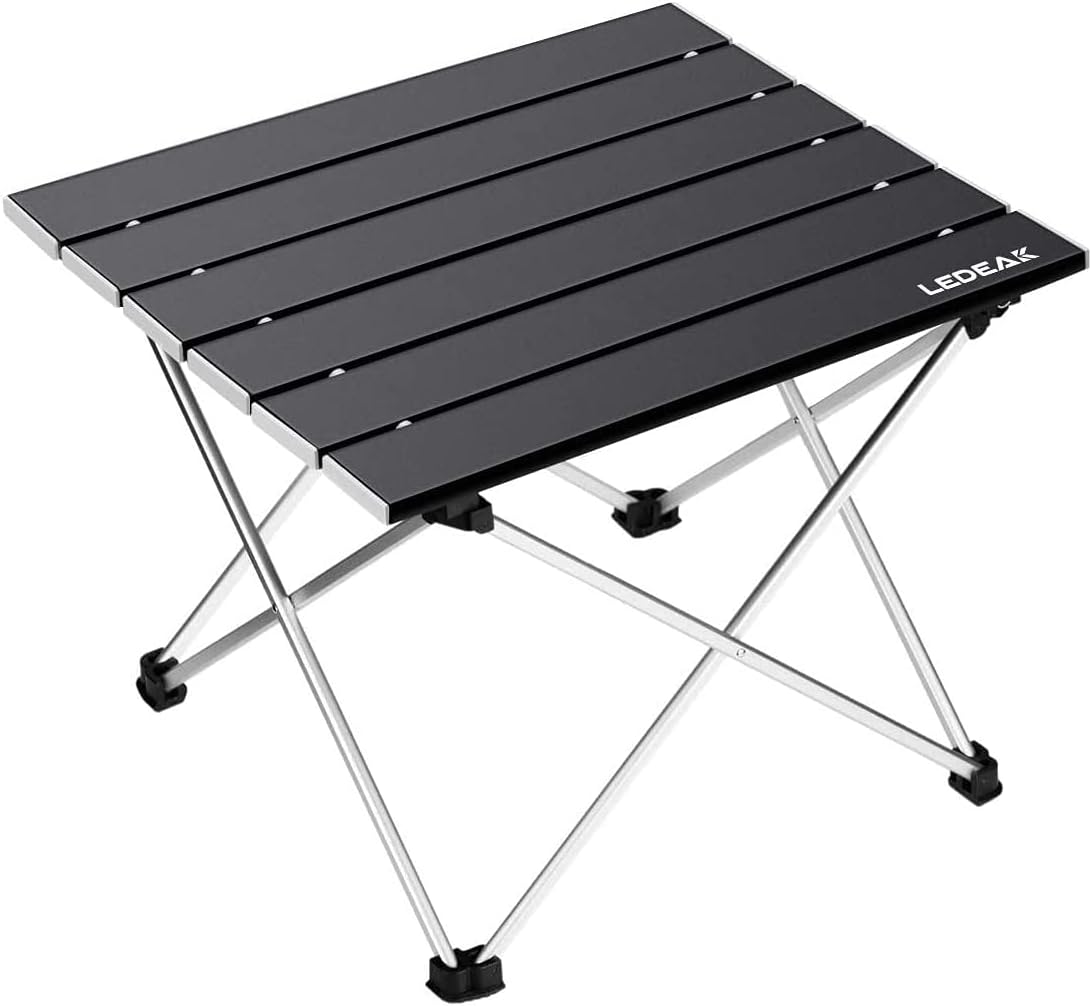 Portable Camping Table, Lightweight Folding Table with Aluminum Table Top and Carry Bag, Easy to Carry, Perfect for Outdoor, Picnic, Cooking, Beach, Hiking, Fishing (Black, Large)