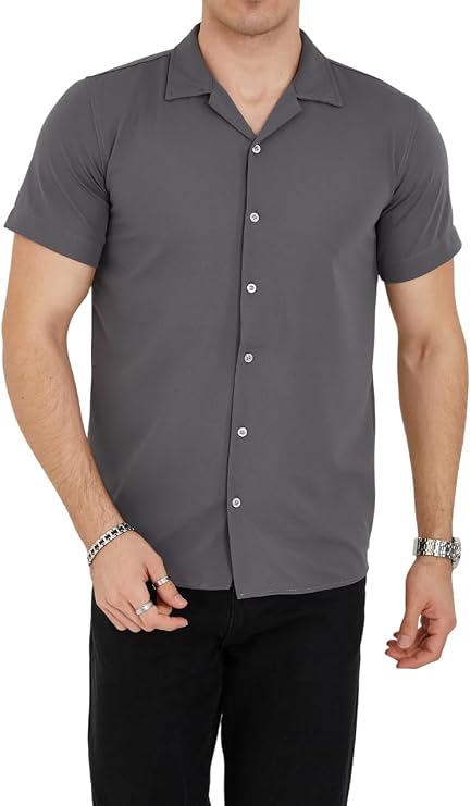 ENZİM JEANS Erkek Slim Fit Polycotton Kısa Kol Gömlek-1