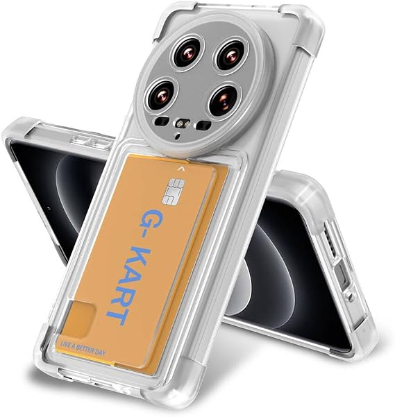Zore Xiaomi için uyumlu Mi 14 Ultra Kılıf Airbag Tasarımlı Şeffaf Kartlıklı Zore G-Kart Kapak Renksiz