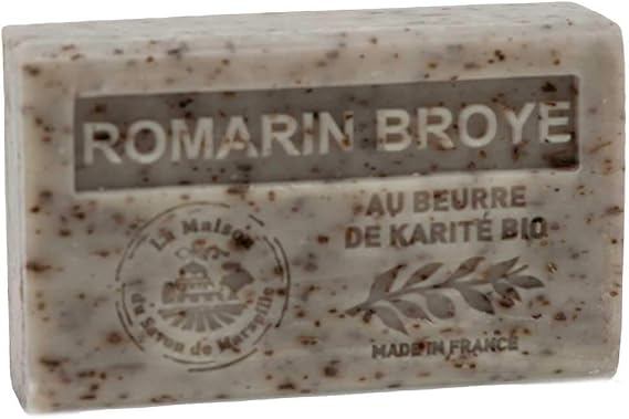 Maison du Savon de Marseille - French Soap made with Organic Shea Butter - Crushed Rosemary Fragrance - 125 Gram Bar