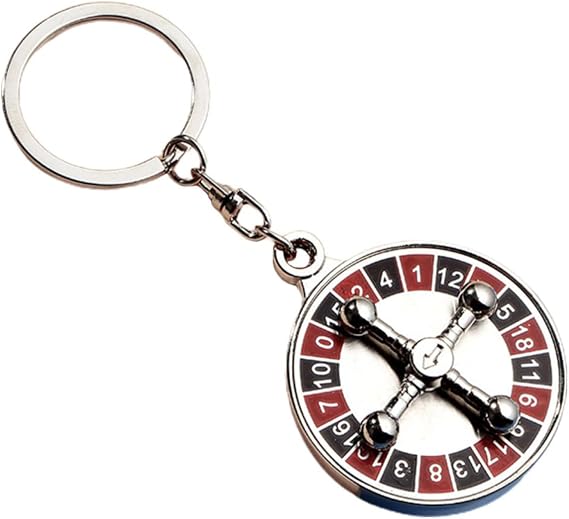 Creative Rotatable Metal Key Ring Roulette Design, Decorative Key Pendant for USB Flash Drives and Bags, for DIY Production and Bag Embellishments