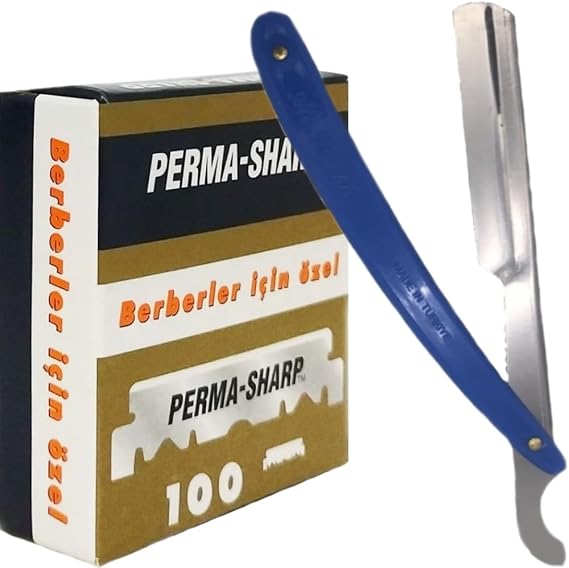 PermaSharp Berber Jileti 100'lü Paket, 1 Adet Ali Bıyıklı Ustura, Tıraş Seti
