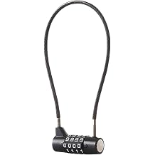 4 Digit Combination Padlock, Updated Safety Resettable Lock, Cable Padlocks with Code Resettable Long Shackle Padlock Steel Cable Long Lock for Locker Toolbox Luggage