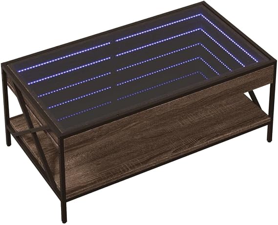 vidaXL Coffee Table with Infinity LED Brown Oak 90x50x38 cm