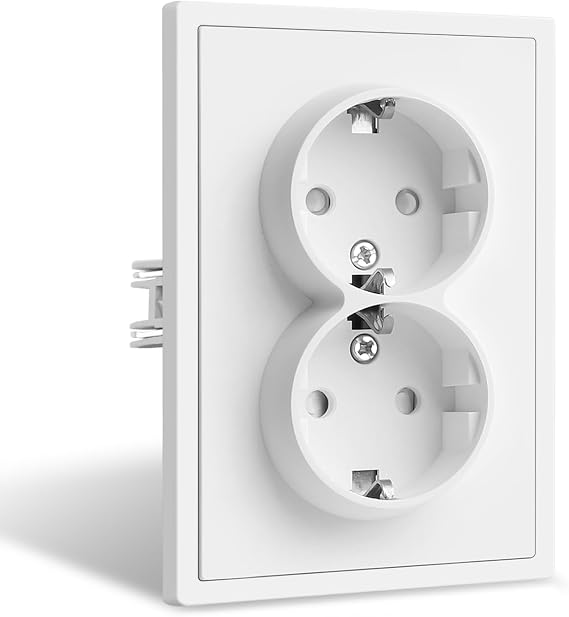 CNBINGO Double Socket Flush-Mounted Matt White Double Socket 16 A 250 V