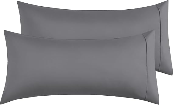 Pillowcase 100% Microfiber 50 x 90 cm, Set of 2 Pillowcases Extra Soft Hypoallergenic Breathable Dark Grey