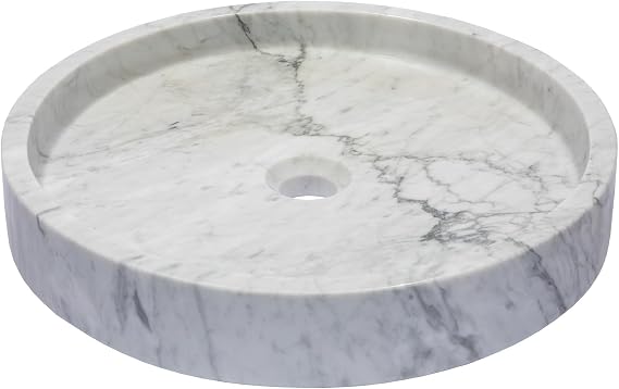 Eden Bath EB_S045CW-P ローラウンドベッセルシンク - 光沢ホワイトカララ大理石