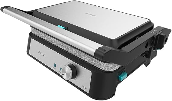 Cecotec Rock'n Grill 1500 Take&Clean Stone Electric Grill, 1500 W, RockStone Coating, Removable and Dishwasher Safe Plates, 180° Opening, Floating Top Plate