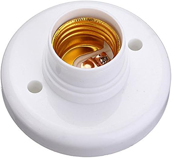 E27 Round Plastic Base Screw Light Bulb Lamp Socket Holder White