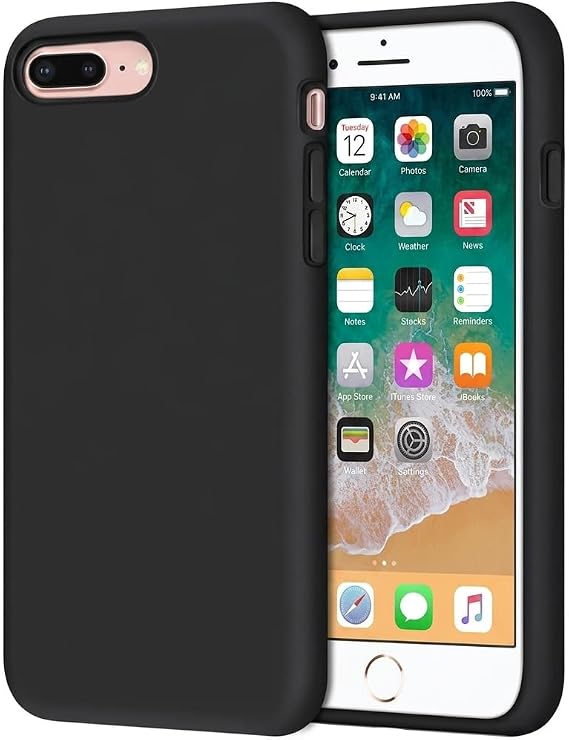 [SİYAH LANSMAN] For iPhone 7Plus/8Plus modeli ile uyumlu İçi Kadife Yüzey Matte Esnek Silikon Kayma Yapmaz Darbe Emici Telefon Kılıfı (Siyah, 7Plus/8Plus)