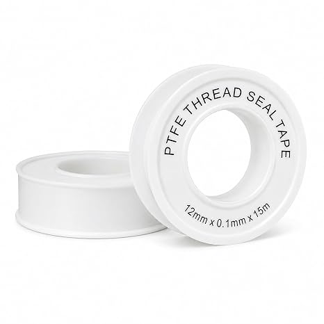 2 Rolls PTFE Plumbers Tape, 15m x 12mm White Thread Seal Tape