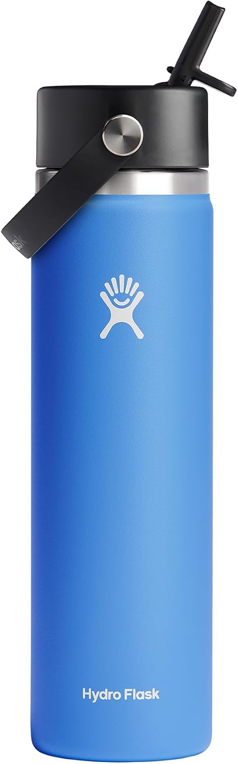 Hydro Flask - Water Bottle 709 ml 24 oz - Vacuum Insulated Stainless Steel Water Bottle with Flex Straw Cap - BPA-Free - Wide Mouth - Cascade