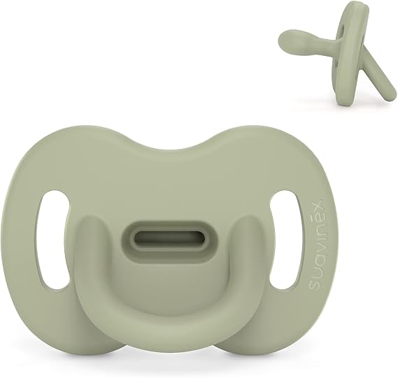 Suavinex, All Silicone Pacifier, for Babies 0/6 Months, Pacifier with Physiological Teat Sx Pro, Super Soft and Flexible, Ideal for Sleeping, Colour Essence, Green
