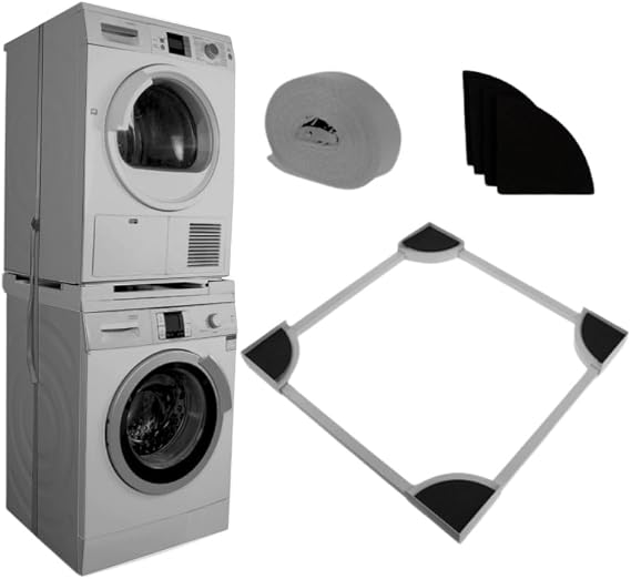 Çamaşır Makinesi Kurutma Makinesi İstifleme Kiti Tüm Markalar ile Uyumlu Ayarlanabilir, Gri - Inox Modelleri ile Uyumlu [Enerji Sınıfı A]